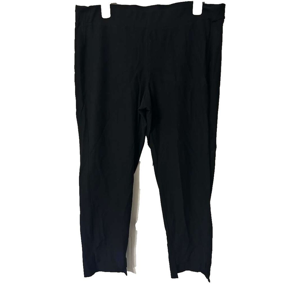 Eileen Fisher Pull On Ankle Pants Black Women Large Slim Washable Made in USA